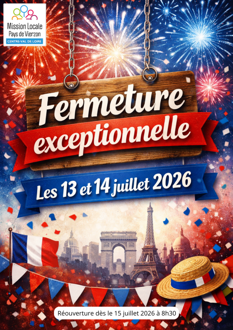 Affiche fermeture exceptionnelle 13 et 14/07/2026